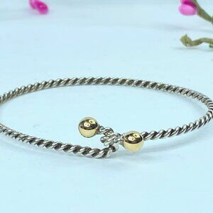 Tiffany & Co Sterling Silver and 18K Yellow Gold Spiral Cable Bracelet JR711